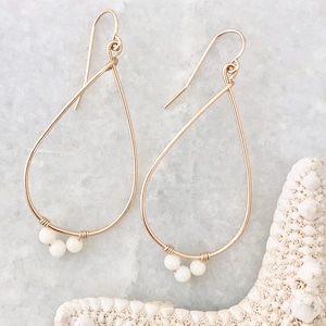 Gemstone Teardrop Hoop Earrings