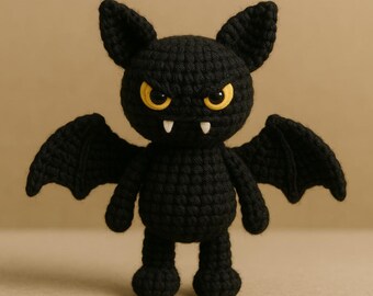 Patrón de ganchillo para amigurumi de murciélago – Peluche en PDF para Halloween – Patrón digital de murciélago espeluznante