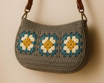 Arc Granny Retro Crochet Bag Pattern – Granny Square Crossbody Bag – PDF Crochet Pattern, US Terms