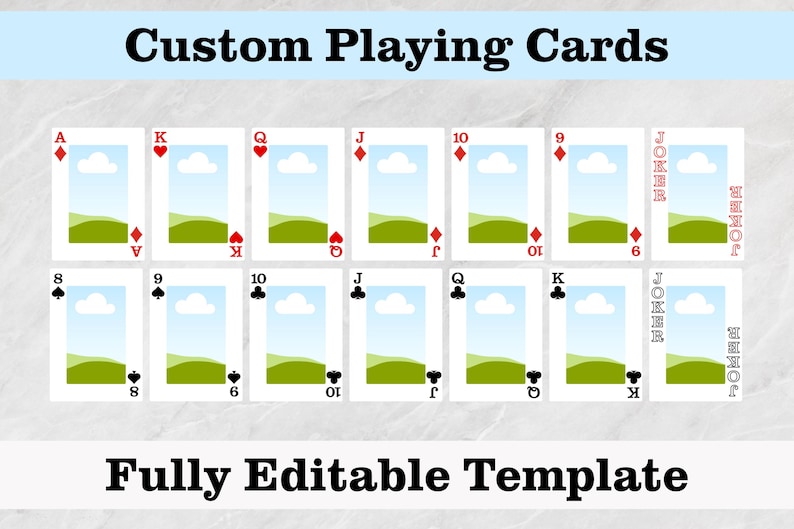 Custom Playing Card Template: 55 Printable Designs for Canva - Etsy