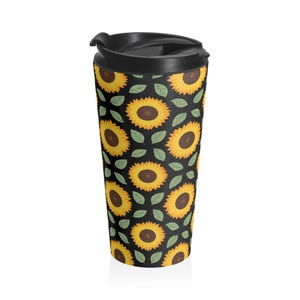 Sunflowers Stainless Steel Travel Mug - Perfect for Coffee Lovers, Gifts for Her, Mother&#39;s Day, Eco-Friendly, On-The-Go Beverage