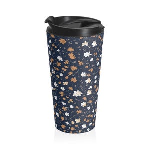 Auburn Small Flowers Stainless Steel Travel Mug - Perfect for Coffee Lovers, Gifts for Her, Mother&#39;s Day, Eco-Friendly, On-The-Go Beverage