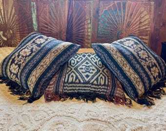 Pair of Cotton Ikat Throw Pillows