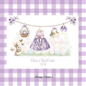 Personalized Baby's First Easter, Handmade Watercolor Dress Card for April Baby - 2 Options