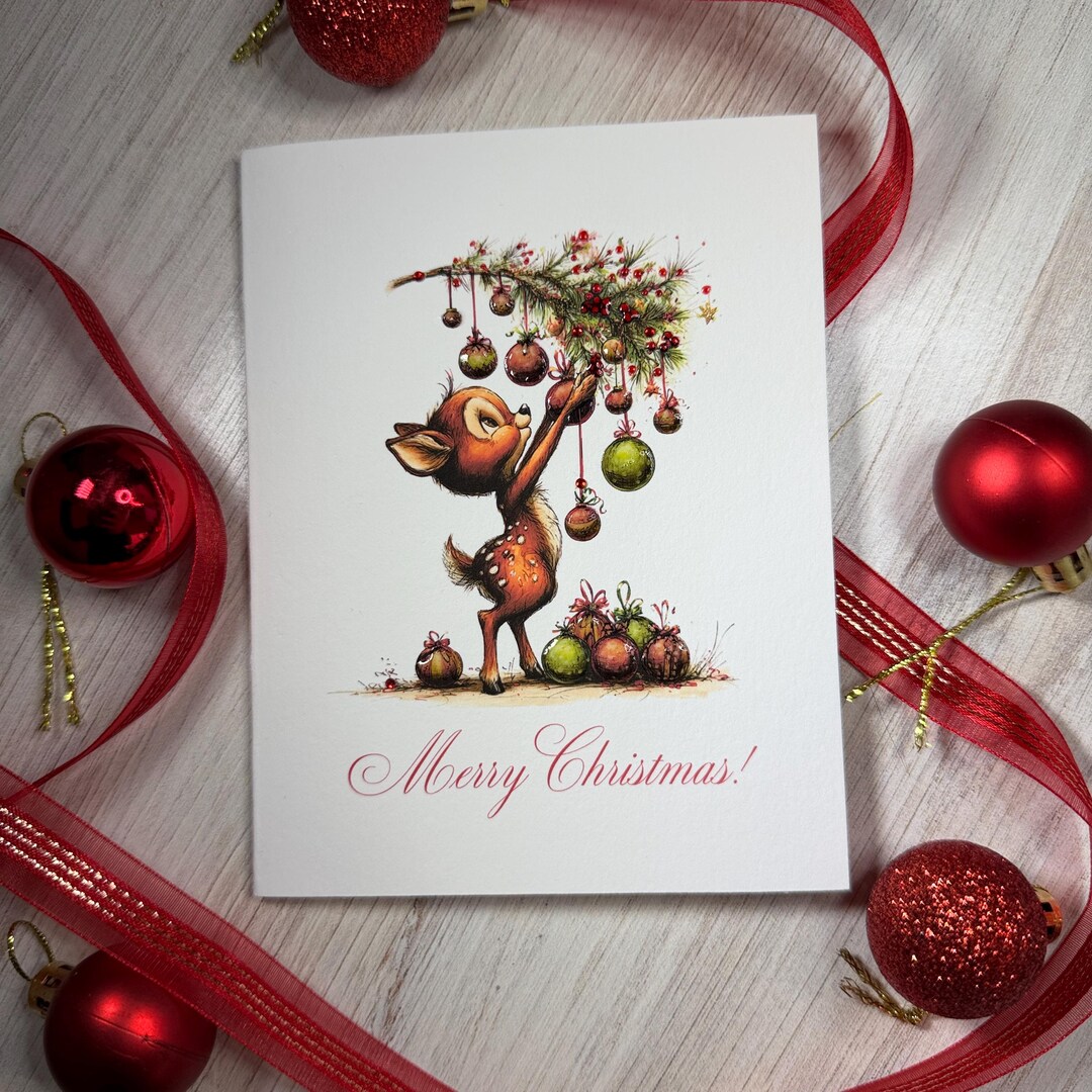Handmade Cute Reindeer Christmas Card, Adorable Merry Christmas - Etsy