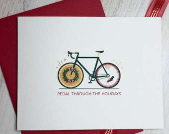 Pedal Through The Holidays Christmas Card, Bicycle Christmas