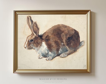 Impressão vintage de coelho da Páscoa: arte de parede com tema de primavera em uma fazenda (download digital)