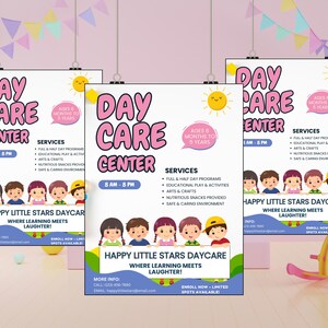 Editable Daycare Flyer Canva Template – A4 Printable Daycare Poster – Kids Childcare Center Enrollment Flyer – Instant Download