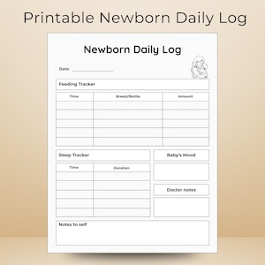 Baby Daily Tracker Printable | Newborn Schedule Log PDF | Feeding, Sleep & Mood Chart | US Letter Size | Instant Download
