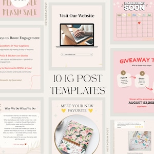 Instagram Post Templates for Small Business | Neutral Canva Templates | Editable Social Media Bundle | Aesthetic Instagram Posts