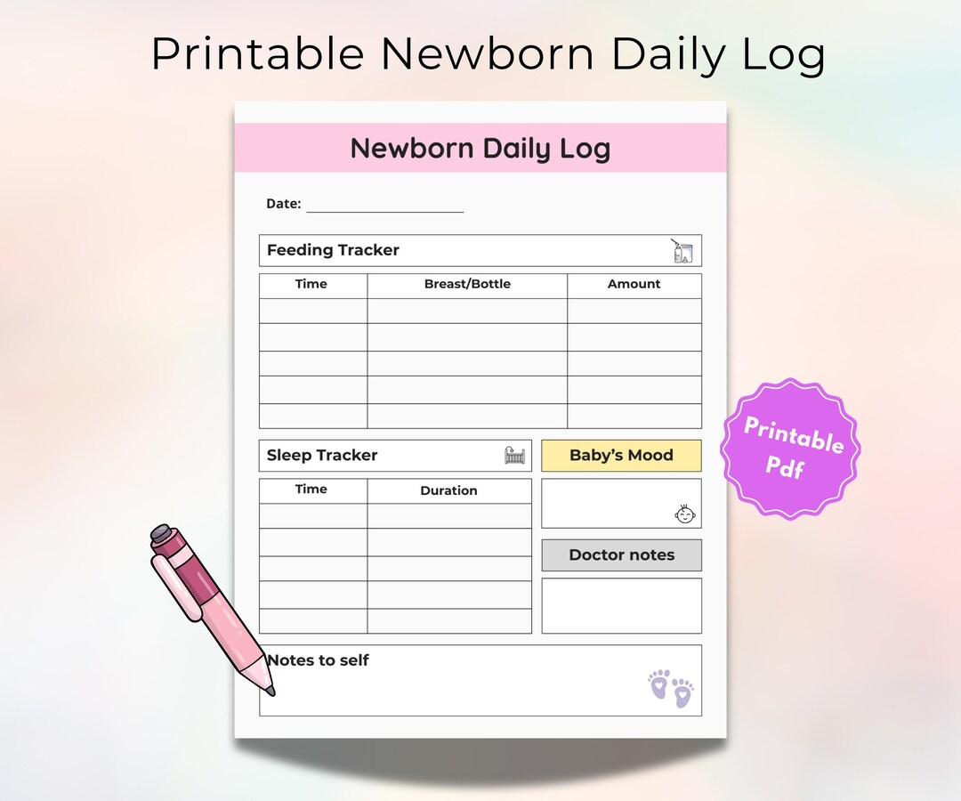 Newborn Routine Pdf Baby Daily Tracker Printable | Newborn Routine Log PDF | Feeding and ...