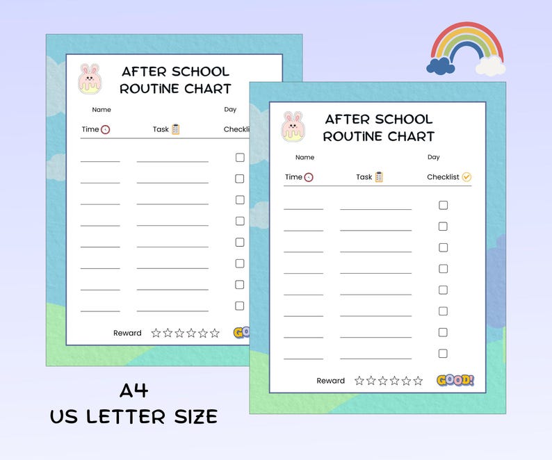 Kids Printable After School Routine Chart | Daily Responsibility ...
