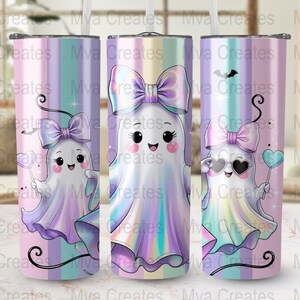Cute Ghost Tumbler Wrap, Halloween Digital Download, Ghost PNG, Straight and Tapered Files, Kawaii Ghost Tumbler Design