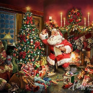 Hoffman 2017 Santa and Christmas tree panel Q4454 - Christmas Ol&#39; St. Nick Panel - cotton fabric for Christmas decor and quilting