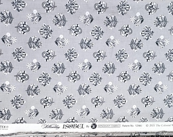 Grijze bloemenstof 52981- Isobel- Williamsburg- Windham Fabrics Quiltkatoen