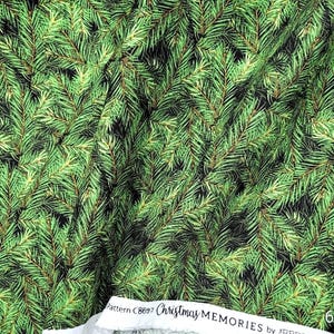 RARE Christmas Memories C8697 cotton fabric by Riley Blake Designs - Christmas tree branches, pine tree branches, by fat quarter