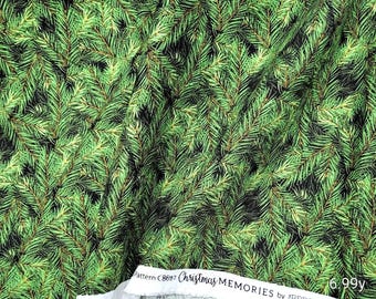 RARE Christmas Memories C8697 cotton fabric by Riley Blake Designs - Christmas tree branches, pine tree branches, by fat quarter
