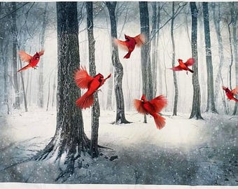 Hoffman Call of the wild 2016 collection Cardinal 4461 292 cotton fabric panel