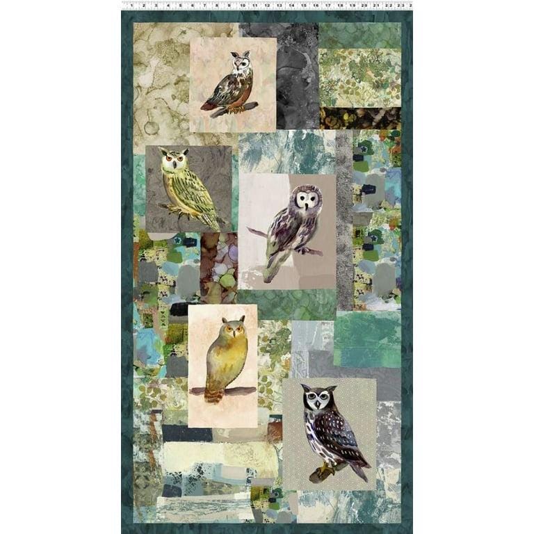 Wild Wonder by Clothworks Owl Fabric Panel 24 inch Y4072-55 Multicolor cotton panel