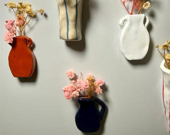 Set van 2 handgemaakte bloemen koelkastdecor - minivaasmagneten met gedroogde bloemen!