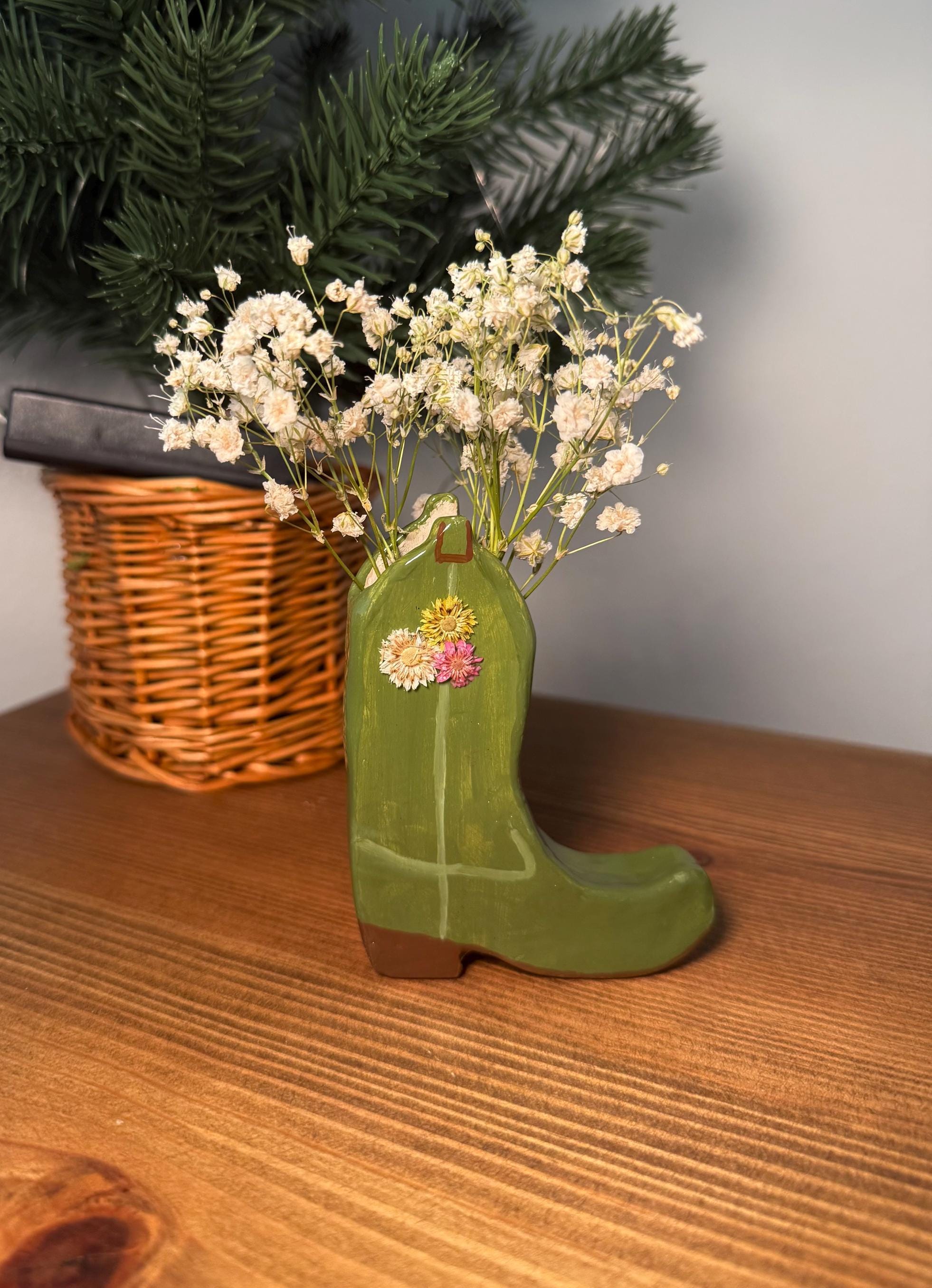 ビンテージ調ブーツ型陶器花瓶 置物| ヤマダウェブコム