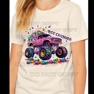 Digital Download, Easter shirt, Girls monster truck shirt, PNG, colorful shirt DTF Transfer PNG