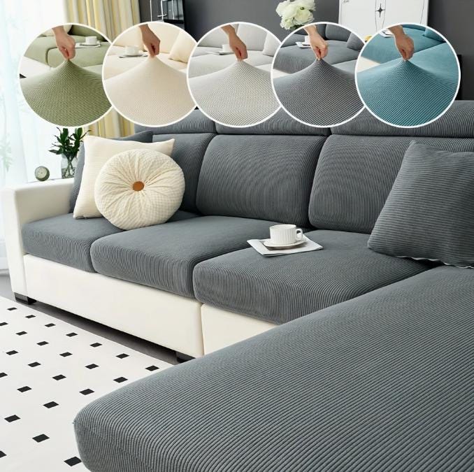 Housse De Canapé Extensible En Forme De L - Protection Anti-taches Pour Canapés 4 Places Jusqu'à 300 Cm - Matière élastique Polyester/élasthanne