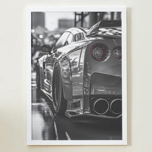 Nissan GT-R34 Skyline Poster, Vintage Nissan GT-R Poster, Nissan Wall Art, Black And White Poster, Nissan Poster, Classic Car Wall Art,