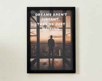 Inspirational Skyline Poster - Motivational Poster, Wall Art Quote, Home Office, Home Décor, Framed poster, Motivational Wall Art