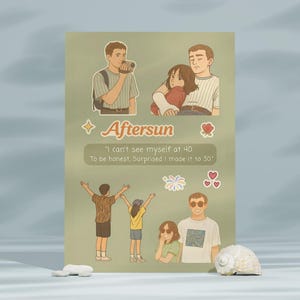 Hoja de pegatinas Aftersun / Pegatinas de película A24 "Tristeza y dulzura" / Vinilo troquelado estilo anime para diarios, portátiles y álbumes de recortes
