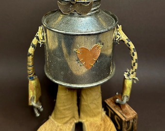 Robot Sculpture: Steampunk Recycled Metal Art