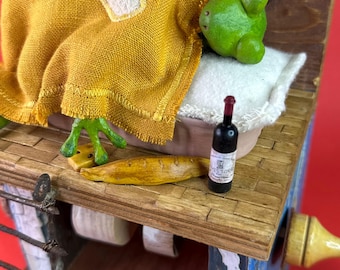 Automaton "Sleeping sailor-frog" / Kinetic toy / Animating wood