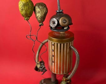 Steampunk robot / Upcycled metal art - toy