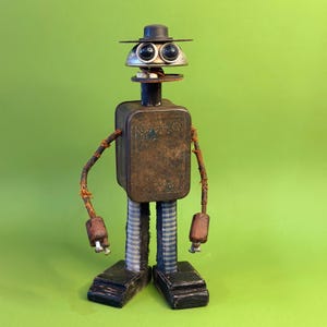 Mr. Robot  / Vintage robot / Steampunk figurine / Metal art
