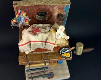 Automaton "Sleeping mouse" / Kinetic toy / Animating wood
