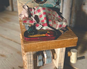 SLEEPING MOUSE / Automaton / Miniature cabin / Mechanical toy
