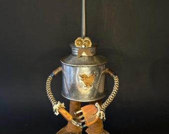 Robot Sculpture: Steampunk Recycled Metal Art