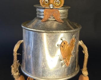 Robot Sculpture: Steampunk Recycled Metal Art
