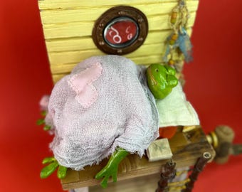 Automaton "Sleeping sailor-frog" / Kinetic toy / Animating wood