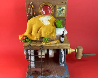 Automaton "Sleeping sailor-frog" / Kinetic toy / Animating wood