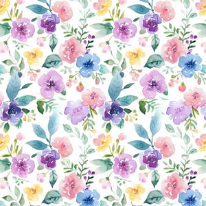 Tela de algodón con estampado de acuarela de colores, 100 % algodón puro, por media yarda