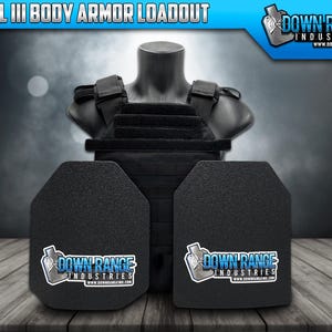 AR500 Level 3 III Body Armor Plates - 10x12 with Molle Vest - Med-2XL Adjustable