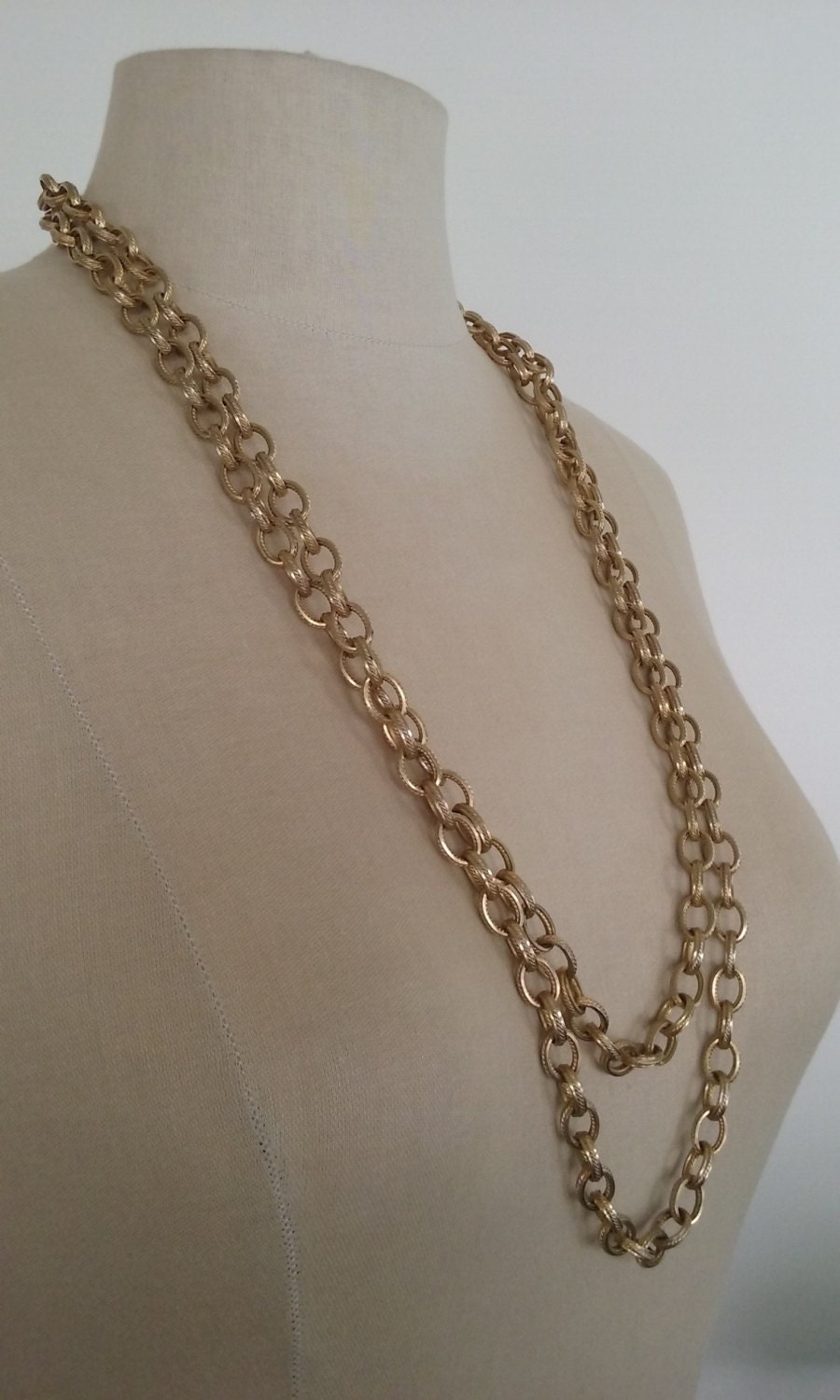 70s GOLDEN SUPER LONG Chain NecklaceCan be Worn Doubled or | Etsy