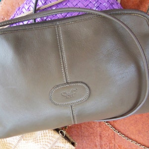 80s DIANE VON FURSTENBERGCafé au Lait Leather Shoulder Bag or ClutchLogo image 4