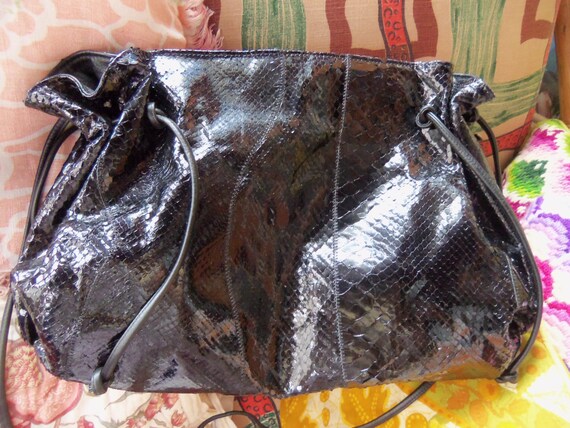 80s CARLOS FALCHI--Shiny Slouchy Snakeskin--Python