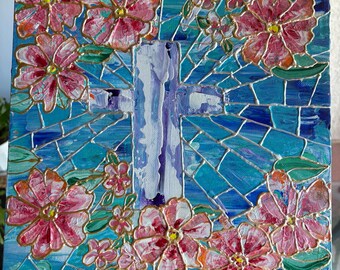 Stained Glass Flowers and Cross