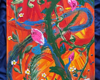 Climbing Vines and Abstract Flowers