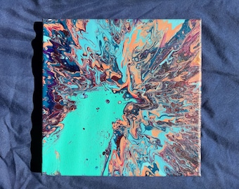 Abstract Blue and Teal Psychedelic Painting
