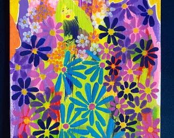 Floral Woman Colorful Painting: Nature Girl