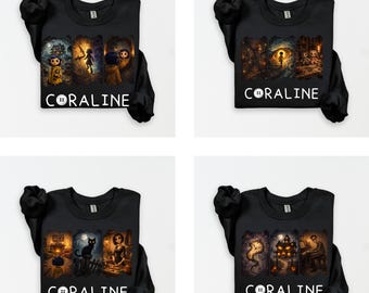 Bundle Coraline Inspired PNG's, DTF Print, Sumblimation, Tshirt Prints,Dark Whimsical Gothic Art Digital Download